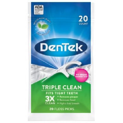 DenTek Тройное очищение Флосс-зубочистки, 20 шт. in «Denta.UA»