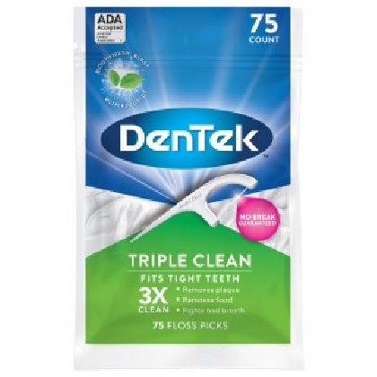 DenTek Тройное очищение Флосс-зубочистки, 75 шт. в Стоматологии «Дента.UA»